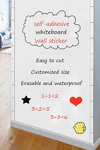 MOBEE Beyaz Kendinden Yapışkanlı Rulo Yazı Tahtası Silinebilen Sticker Board ...