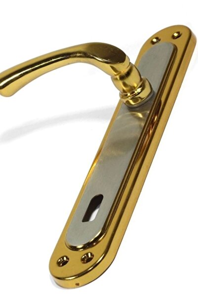 MOBEE Çelikel Aynalı Kapı Kolu Yale Tipi Altın Metal Oda Kapı Kolu 1410