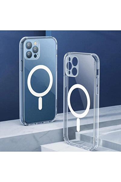 Miscase Iphone 12 Mini Magsafe Kablosuz Şarj Destekli Manyetik Şeffaf Koruyuc...