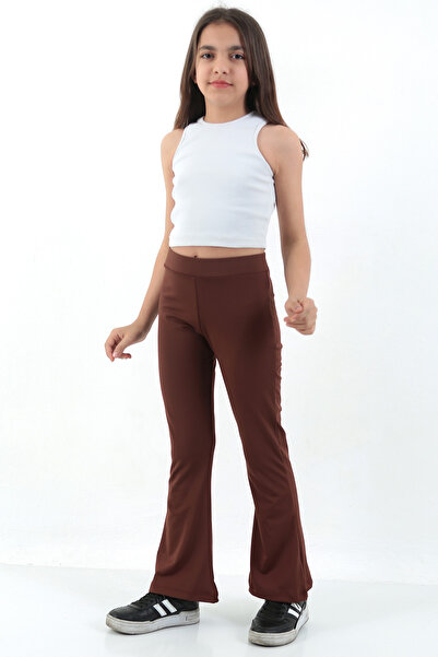 Lamirella Kız Çocuk Yüksek Bel İspanyol Paça Pantolon Tayt