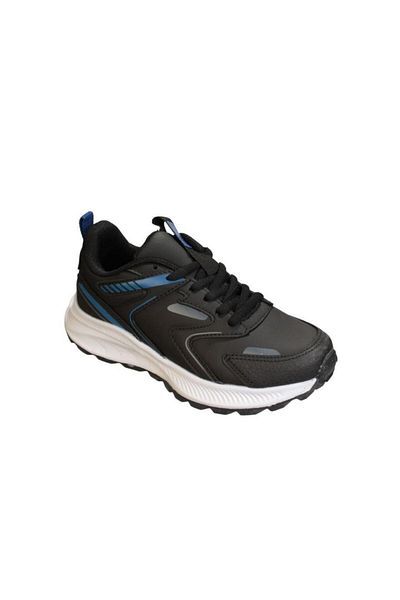 Kinetix KINETIX Boy's Black Gray Leather Laced White Sole Casual Sneaker Sports Shoes