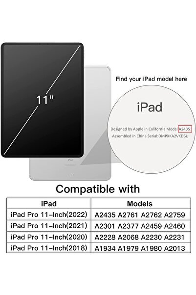 UnDePlus Apple Ipad Pro 11 1. 2. Nesil Kılıf Grafiti Şeffaf Kalem Bölmeli A2228-30-31 A2068-13 A1980-34-79