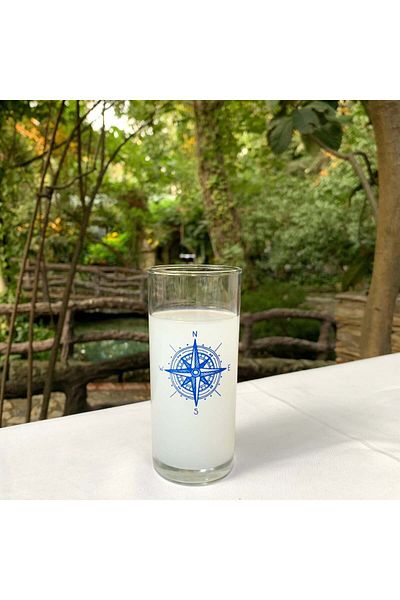 The Lucid Lab Compass / Compass Printed Pasabahce Rakı Glass