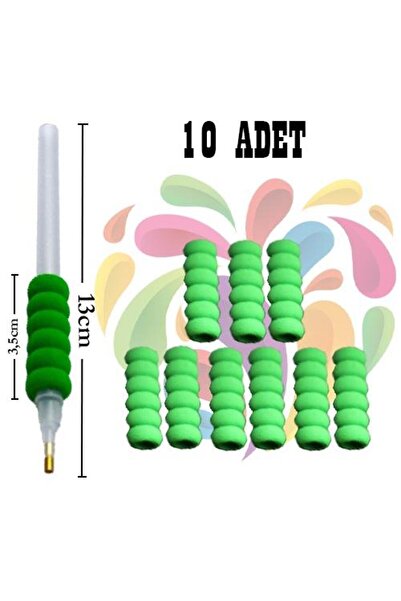 Movas Sanat Kalem Için Yeşil Sünger Parmak Tutucu - 10'lu Paket | Mozaik Puzz...