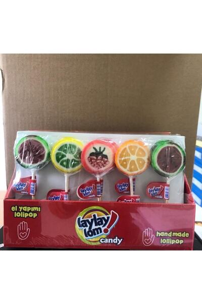 laylay lom حلوى مصاصات بنكهة الفواكه من لايلايلوم 25 جرام 50 قطعة.
