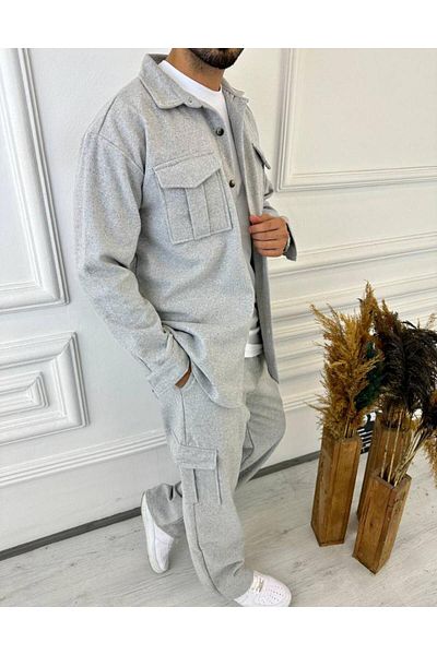 elkumoda Πουκάμισο με στάμπα Πουκάμισο με διπλή τσέπη Φαρδύ πουκάμισο με χοντρό μπουφάν