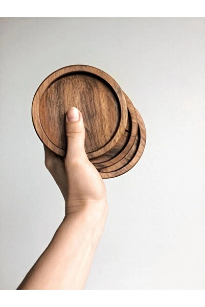 Rabo Craft 6'lı Ahşap Fincan Ve Bardak Altlığı Kahve Altı Oval