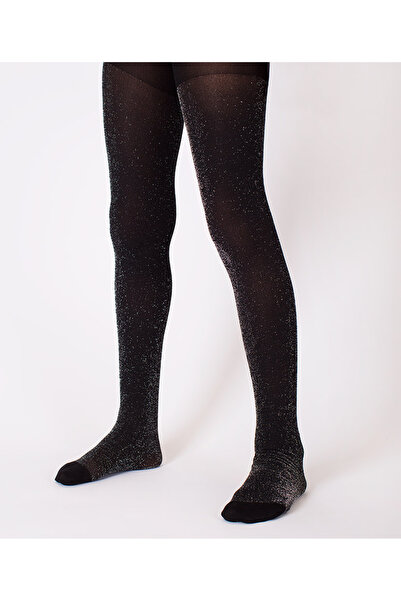 GOOSE Simli Işıltılı Siyah Kız Çocuk Külotlu Çorap