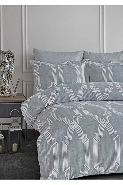 İyi Geceler İstanbul Σετ Παπλωματοθήκη από Βαμβακερό Σατέν Exxen Grey