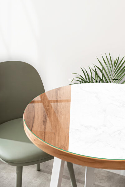 Decorita Masa Camı | Ekvator | Kenarı Ahşap Desenli |