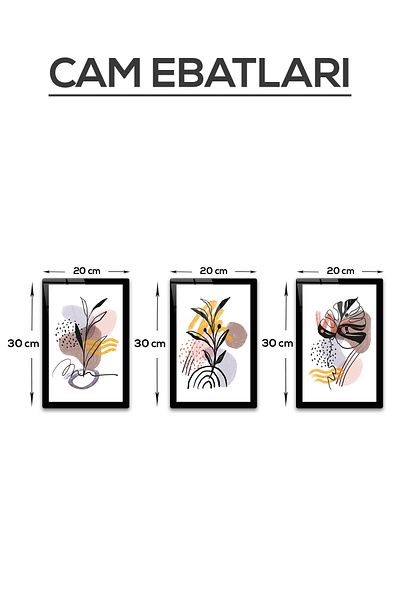 Decorita Masa din sticla |   Seria abstractă |   întunecat |   Set de 3 |   20 cm pe 30 cm