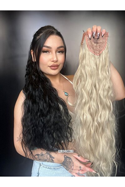 Suzan Peruk 70 cm Bağlamalı Kabarık Dalgalı At Kuyruğu - Balköpüğü Platin Röf...