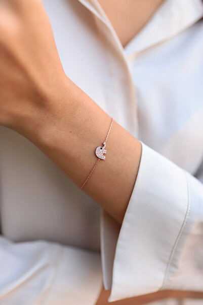 SUNSHINE 925 Ayar Rose Kaplamalı Beyaz Taşlı Minimal Fil Gümüş Bileklik
