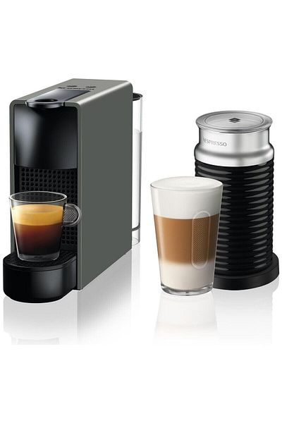 Nespresso C35 Essenza Mini Gray Coffee Machine and Milk Frother Accessory