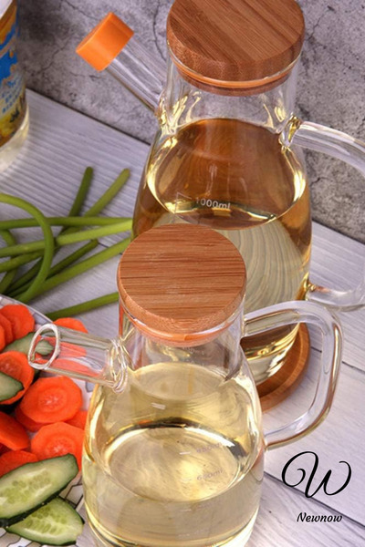 NEWNOW Master Chef 1000 ml Borosilicate Glass Oil Pot Oil Vinegar Bowl