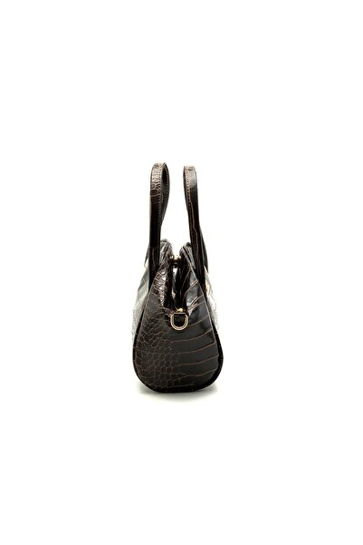mossi Crocodile Patterned Brown Women's Hand and Shoulder Bag