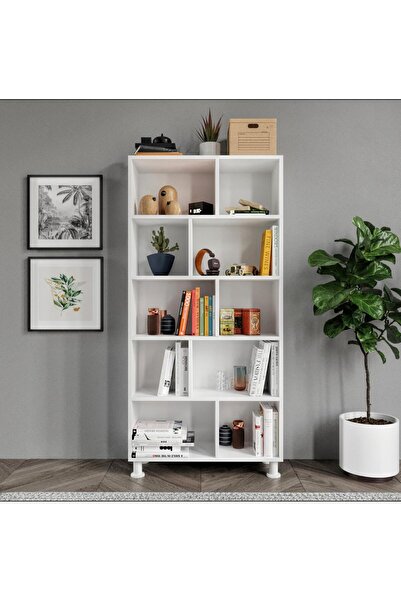 MERLİN MOBİLYA Pera 10 Bölmeli Beyaz Kitaplık