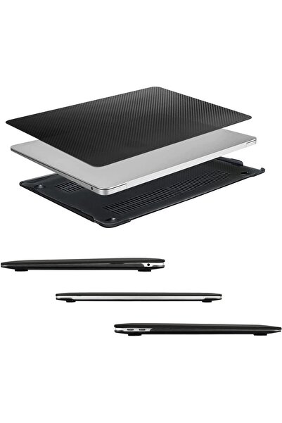 ZMOBILE Macbook Air 13 M1 2020 Kılıf Kapak Karbon Desenli Transparan Parlak Koruma Kılıf 13.3' A2337 Uyumlu