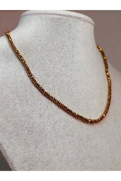 Yasamtohumu قلادة من حجر الهيماتيت مقطوعة باللفافة مقاس 3*1.5 ملم (مع مشبك ثابت)