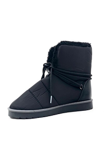 bescobel Μαύρο ύφασμα Parşüt - Γυναικείες χειμερινές μπότες χιονιού BT311