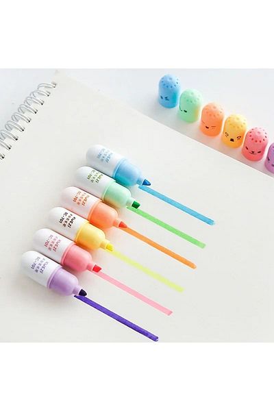 YEŞİL KIRTASİYE Mini Capsule 6 Pack Highlighter