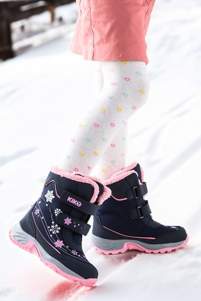 Kiko Kids أحذية الثلوج للفتيات من سنوفليك فيلكرو مقاومة للماء البارد