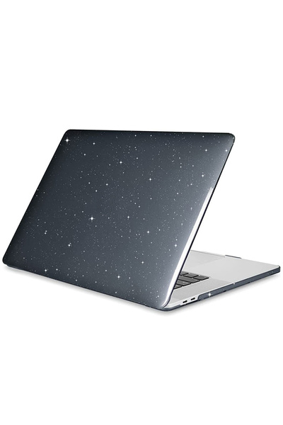 ZMOBILE Macbook Air 13 M1 2020 Simli Kapak Kılıf Star Siyah Parlak Transparan 360° A2337 A2179 A1932 Uyumlu
