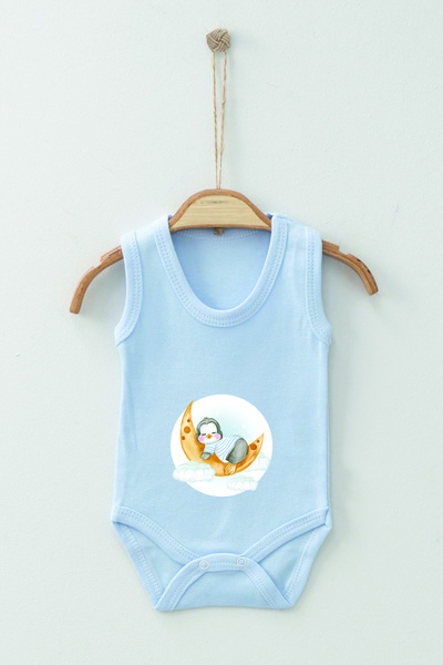ADABEBEK 100% Cotton Organic Pajama Penguin Strappy Badi Baby Bodysuit