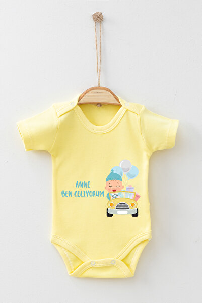ADABEBEK 100% Cotton Organic Mom I'm Coming Short Sleeve Badi Baby Bodysuit