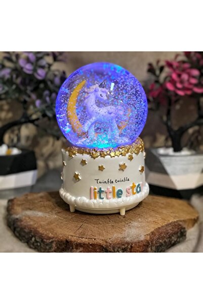 nesever store Otomatik Işıklı Müzikli Orta Boy Unicorn Kar Küresi