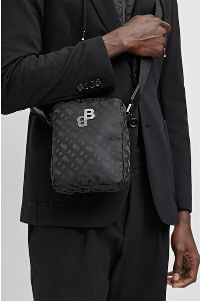 BOSS Erkek Logolu Fermuarlı Kayıışlı Günlük Siyah Omuz Çantası 50499071-001