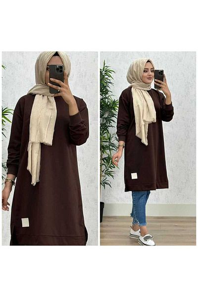 azzebutik Модел 8390 - Кафява бродирана туника, модел K25