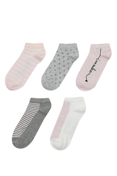 Polaris Minimalist 5 Li Ptk-W 3Pr Pink Women's 5-Piece Booties Socks