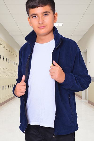 yakamor Winter Thick Navy Blue Boy's Fleece Coat