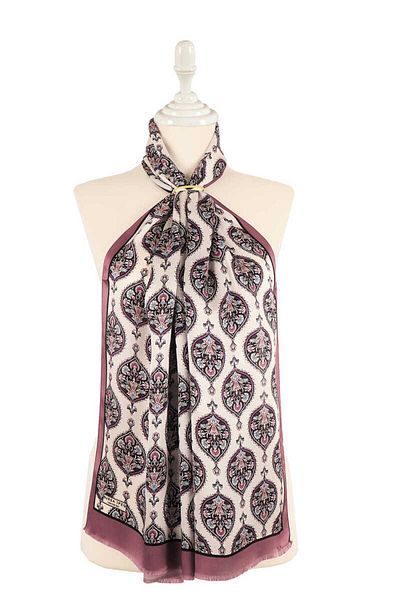 Bursa İpek Dried Rose Hatai Pattern Silk Scarf