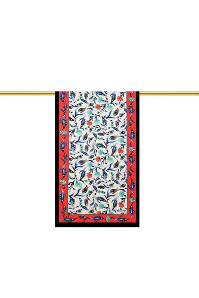 Bursa İpek Red Black Carnation Tulip Silk Scarf
