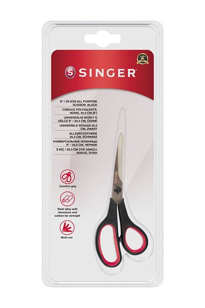 SİNGER Black And Red Handle Scissors (s-218-8")