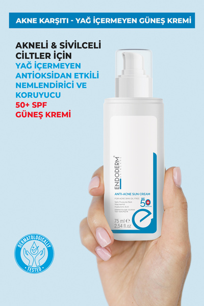 Endoderm Sun Protection Anti-acne Akneli Ciltler Için Yüksek Koruma Yüz Ve Vücut Güneş Kremi Spf 50 75ml
