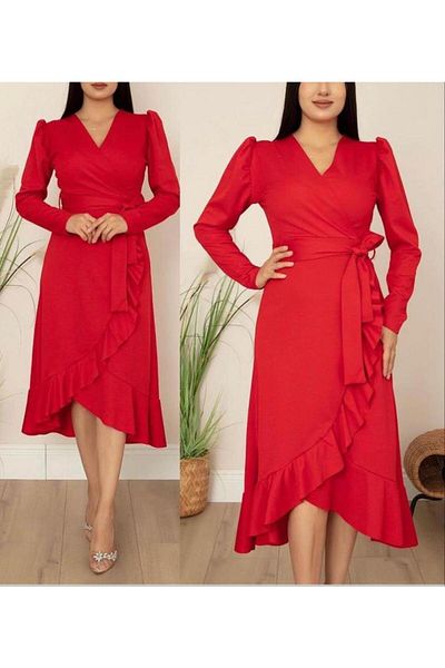 CİXAPLE Rochie Crep cu maneca lunga