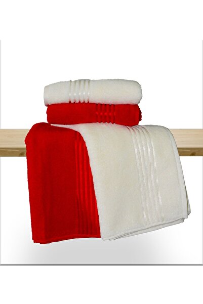 Özdilek (4 штуки) Рушник для рук і обличчя 50x90 см 100% бавовна М'який рушник Червоний Крем
