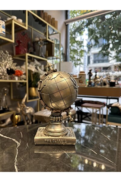 dekorbia Dekoratif Kitaplı Küre Obje Gümüş