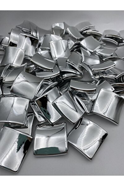 Hedef Bijuteri 100 جرام نيكل / فضي اللون خرز نموذج معين مربع معدني، خرز حقيبة...