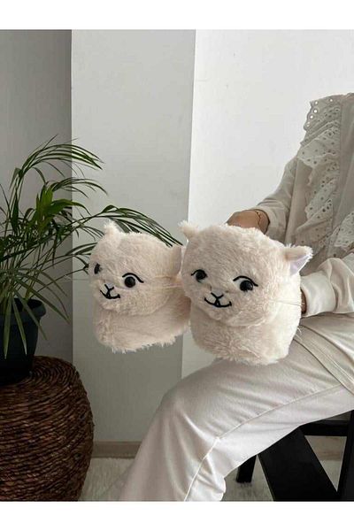 Behtah Kundura Παντόφλες Cute Cat Figure Χειμερινές άνετες μαλακές μπότες για το σπίτι Παπούτσια για το σπίτι
