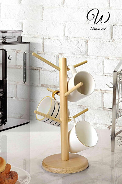 NEWNOW Bambu Kupa Bardak Askısı, Kupa Standı, Kahve Fincanı Rafı, Tezgahüstü Kupa Ağacı,