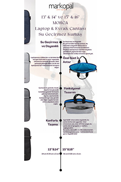MORCA 13&Quot; & 14&Quot; Laptop & Briefcase Waterproof Fabric Light Gray