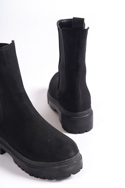 BZ Moda NORA ST Ελαστική Ορθοπεδική Σόλα Υψηλής Πάχους Αδιάβροχη και Ψυχρή Γυναικείες Μπότες Μαύρες