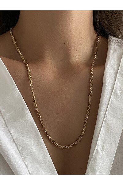 Nola Aksesuar Steel gold 60 cm auger chain necklace