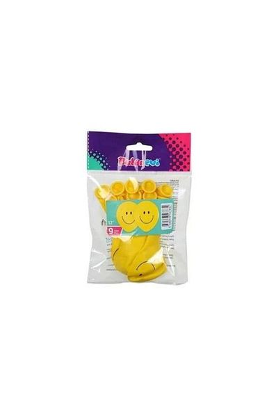 BalonEvi 12" 9-piece Balloon with SmilinG Face Printed Balloon House