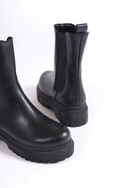 BZ Moda NORA ST Ελαστική Ορθοπεδική Σόλα Υψηλής Πάχους Αδιάβροχη και Ψυχρή Γυναικείες Μπότες Μαύρες
