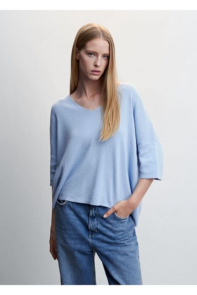 MANGO Woman Pulover supradimensionat cu maneci trei sferturi